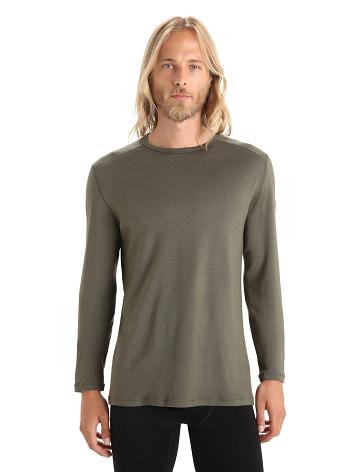 Icebreaker Merino 260 Tech Long Sleeve Crewe Thermal Top Férfi Base Layers Olivazöld | HU 1395NWYB